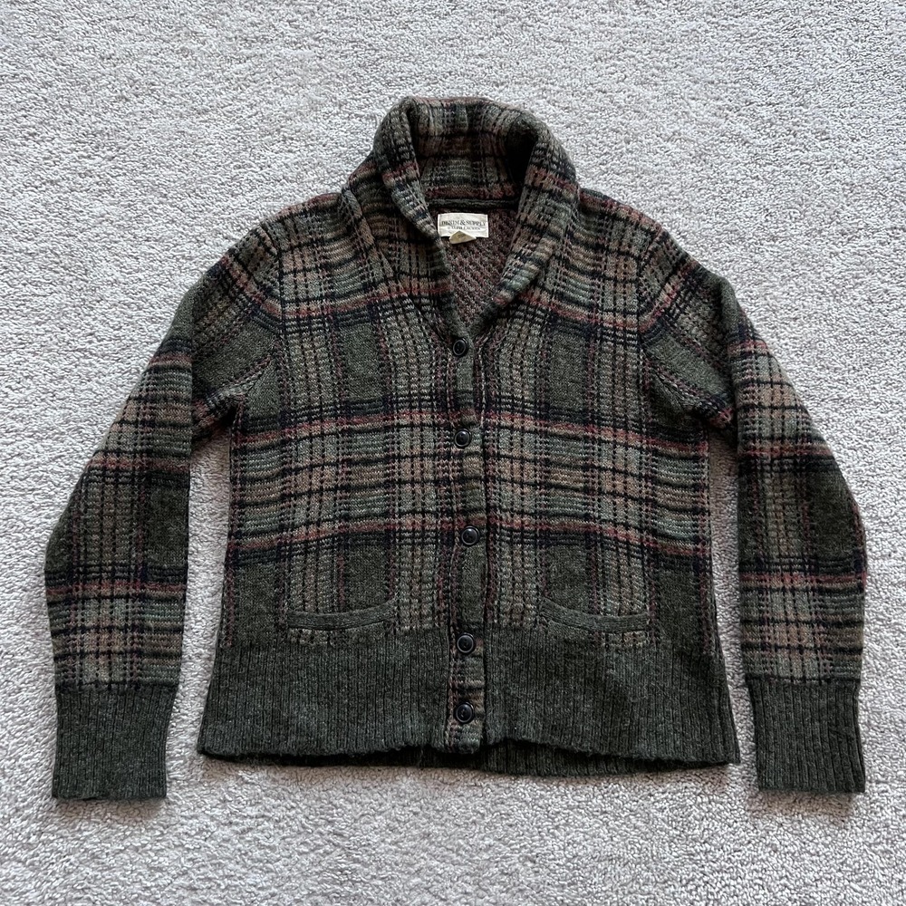Denim & Supply Ralph Lauren Rustic Plaid Wool Shawl Collar Cardigan Womens L